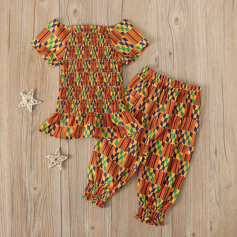 Conjuntos de ropa para niñas Ropa de verano Traje Africano Bohemio Conjunto de dos piezas Bebé Niños Trajes 210611