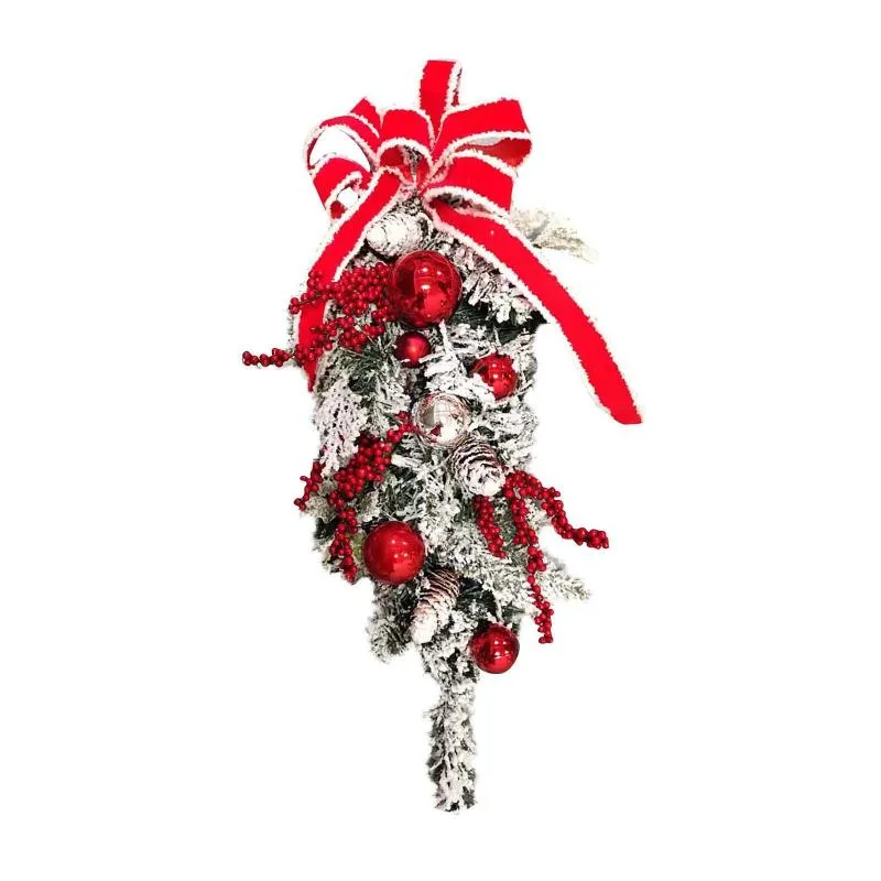 Couronnes de fleurs décoratives 20 30 cm Le sans fil pré-éclairé rouge et blanc garniture de vacances couronne de porte d'entrée fête de mariage de Noël Deco211y
