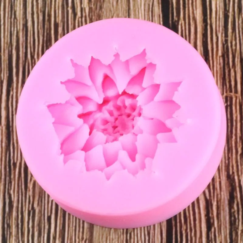 Kek Araçları 3D Güzel Lotus Chrysanthemum Çiçekler Düğün Dekorasyonu Diy Pişirme Fondan Silikon Kalıp Sabun Mould205l