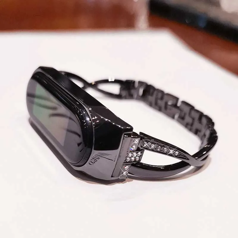 Bracelet en métal de remplacement Diamond Mi Band 6 5 4 pour bracelet Xiaomi Band Bracelet en acier inoxydable Bracelets Miband 3 4 sangles H0915