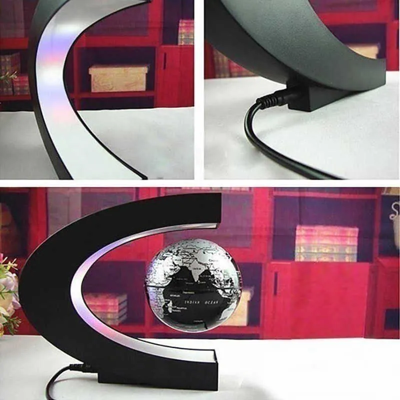 Lévitation magnétique Globe flottant LED Carte du monde Nouveauté Night Light Lampe à boule antigravité électronique pour la décoration de la maison de bureau 210804