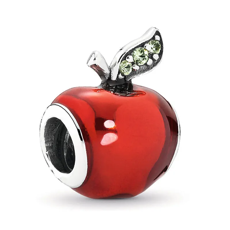 Yeni Kırmızı Elma Aşk Kalp Zirkon Moda Boncuk Pandora Charm için Uygun Gümüş Bilezik Bayanlar Takı Aksesuarları