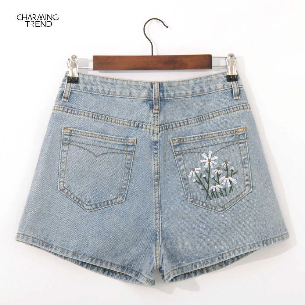 Summer Casual Shorts Kobieta Wysoka Talia Moda Dżdżysta Dżinsowy Boyfriend Style 210719