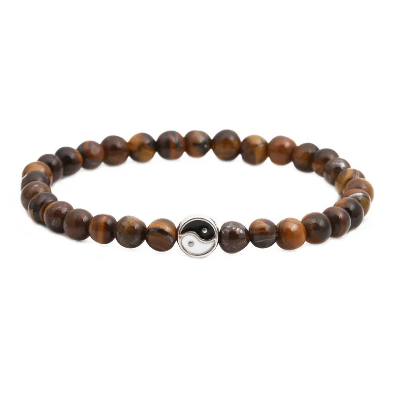 Bracelet de perles Yin Yang pour hommes et femmes Yoga Chakra Méditation Pierre naturelle