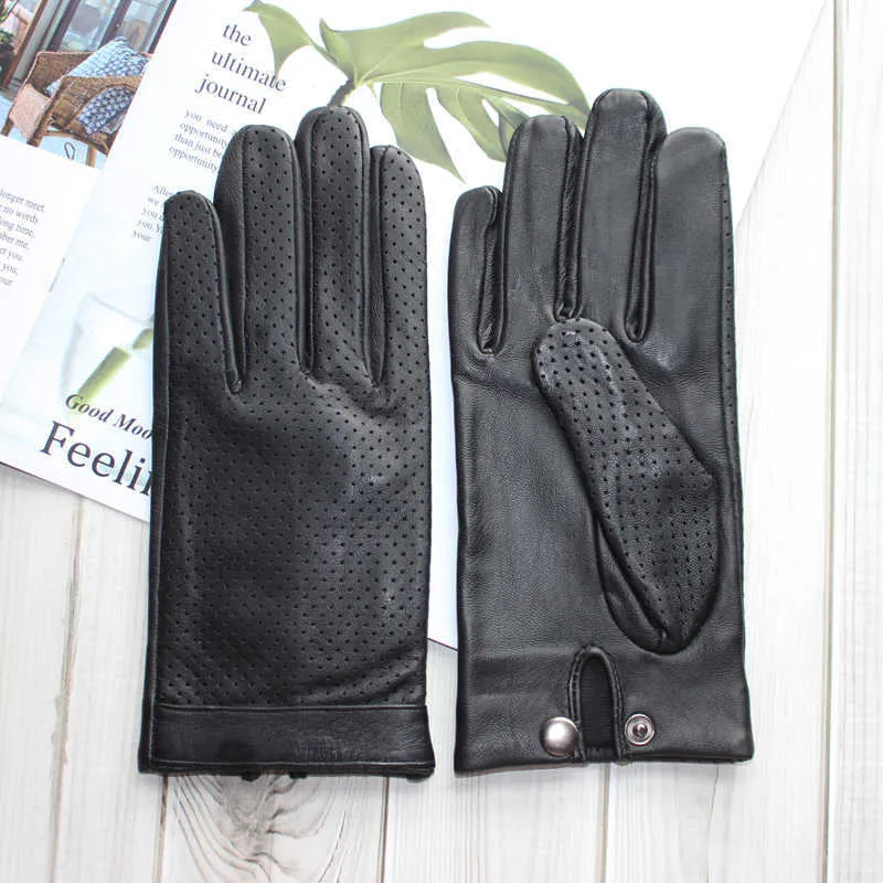 2021 nuovi guanti in pelle di montone da uomo in pelle touch screen cava sottile traspirante guanti da guida motociclisti H1022