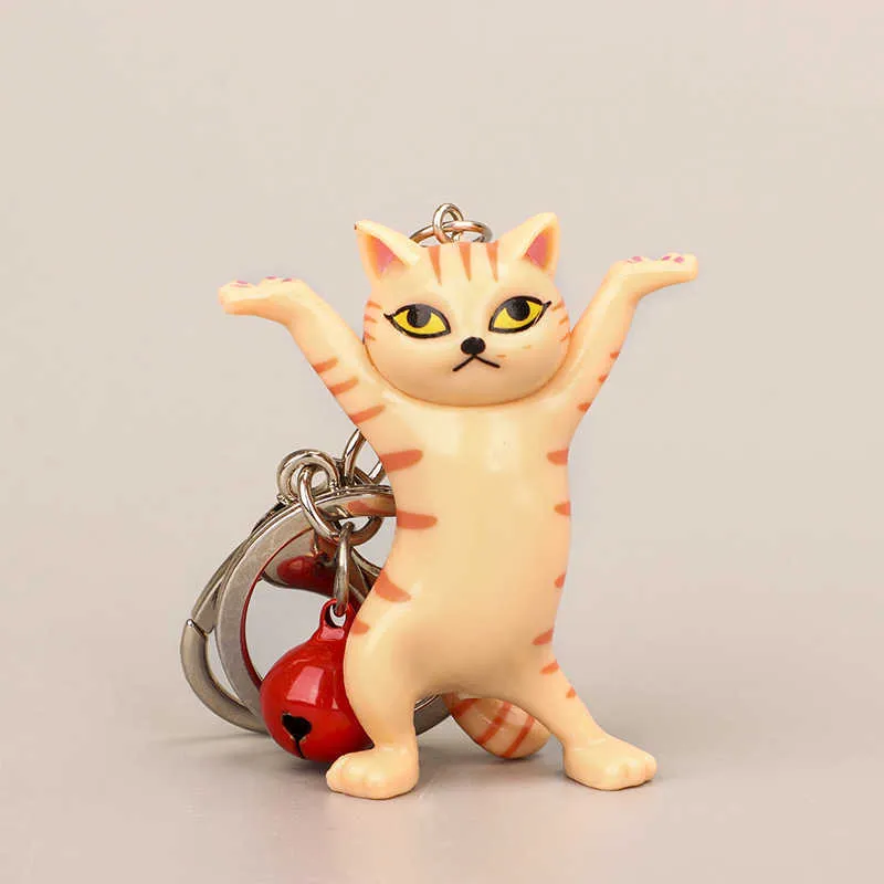 Drôle chat porte-clés mignon dessin animé Animal pendentif porte-clés porte-clés porte-clés sac à main charmes femmes Couple cadeau bijoux accessoires G1019
