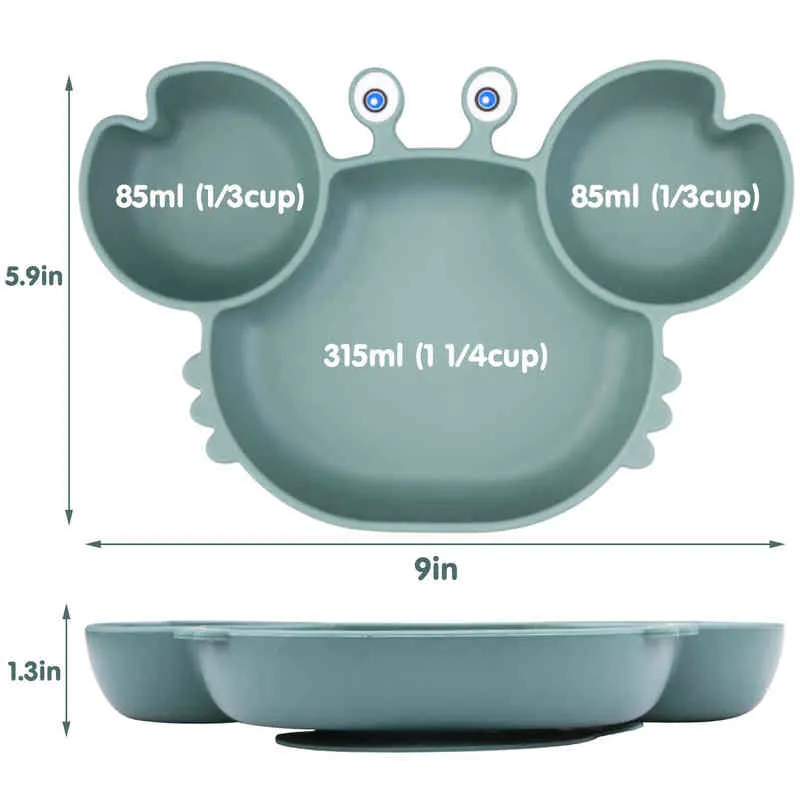 Plats d'aspiration pour tout-petits pour chaise bébé divisé assiette alimentaire Silicone enfants bols d'alimentation G1210