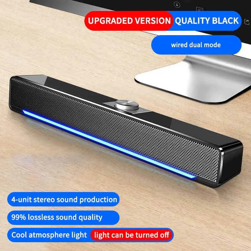 3D Surround Bluetooth-compatible Speaker Wired Computer Speakers Stereo Subwoofer Sound Bar Laptop PC Theater TV Aux 3.5mm