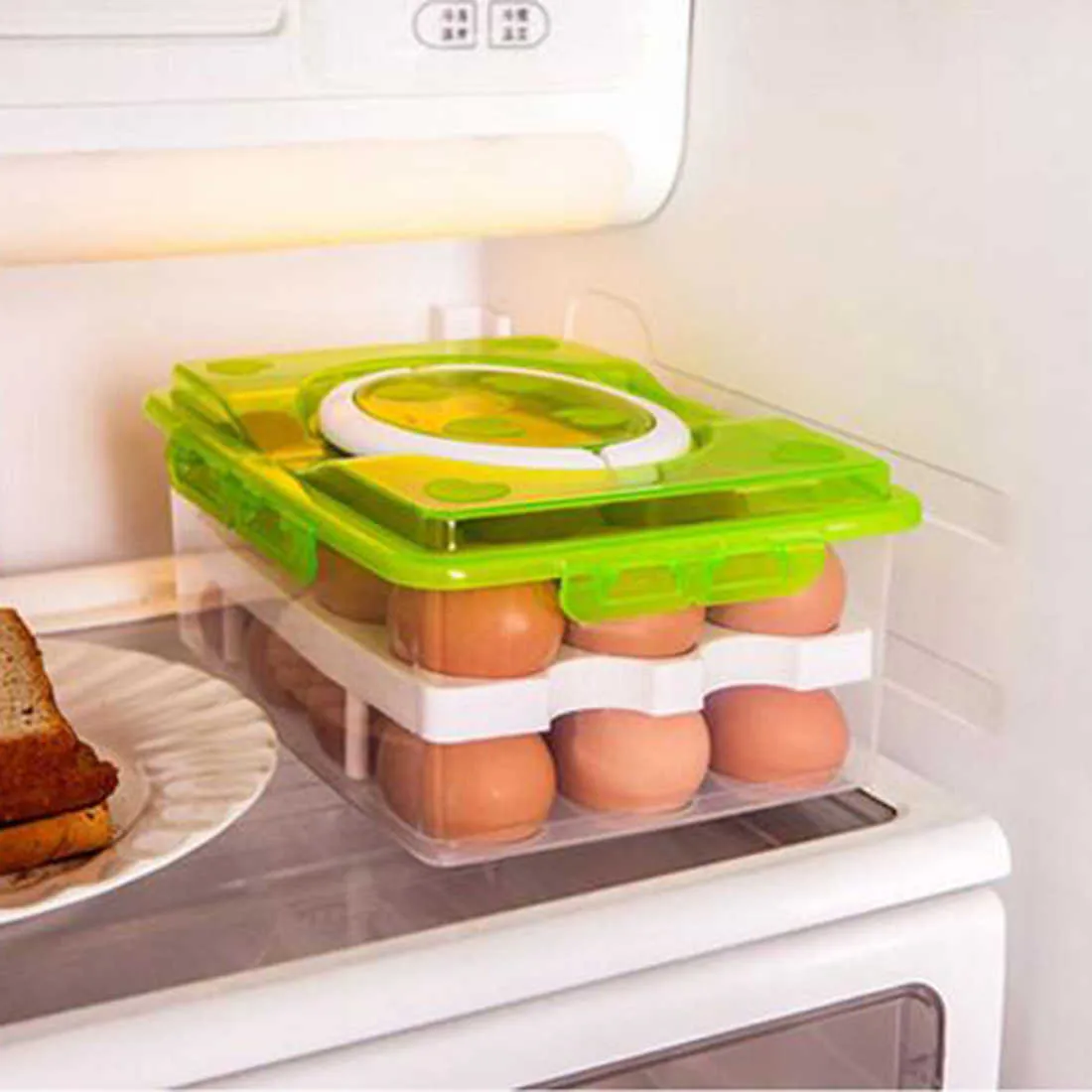 Uova portauova da cucina Scatola portaoggetti 24 fori Organizer uova in plastica portatile Picnic all'aperto Scatole frigorifero 210922