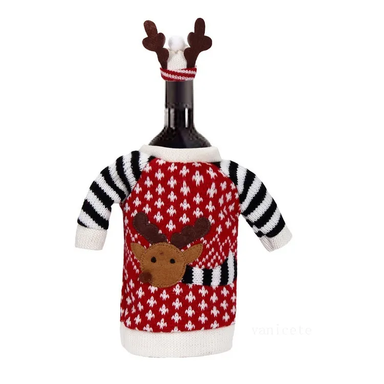 Decorazioni natalizie Cartoon vestiti set vino rosso alce carino Bottiglia copertura rifornimenti del partito T2I52523