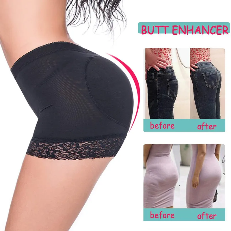 Womens met gewatteerde kont lifter ondergoed ondergoed body shaper heup versterker shapewear shorts naadloze kant ademende booty panty