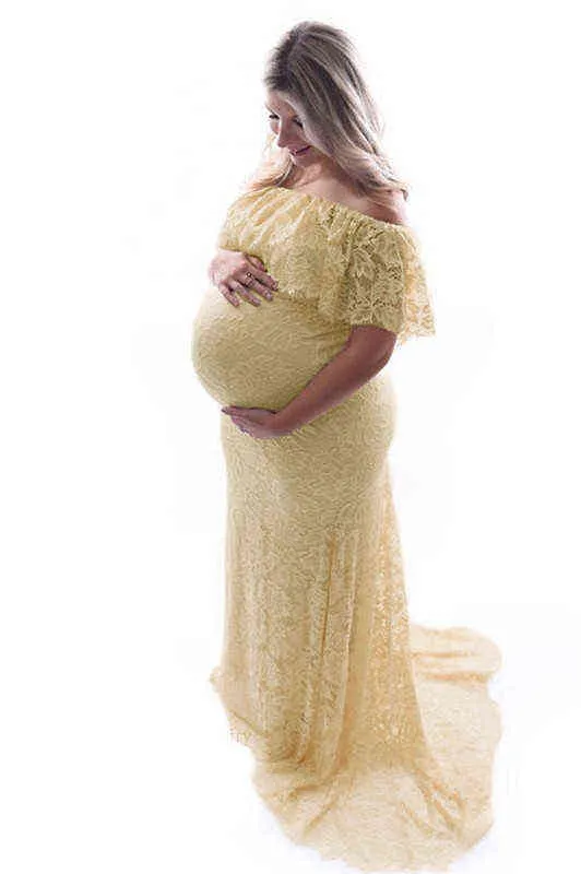 Nowy ciążowy fotografia rekwizyt baby shower w ciąży sukienki do kowalskiego szyi mody koronki letnia sukienka pani wieczorowa suknia vestidos g220309