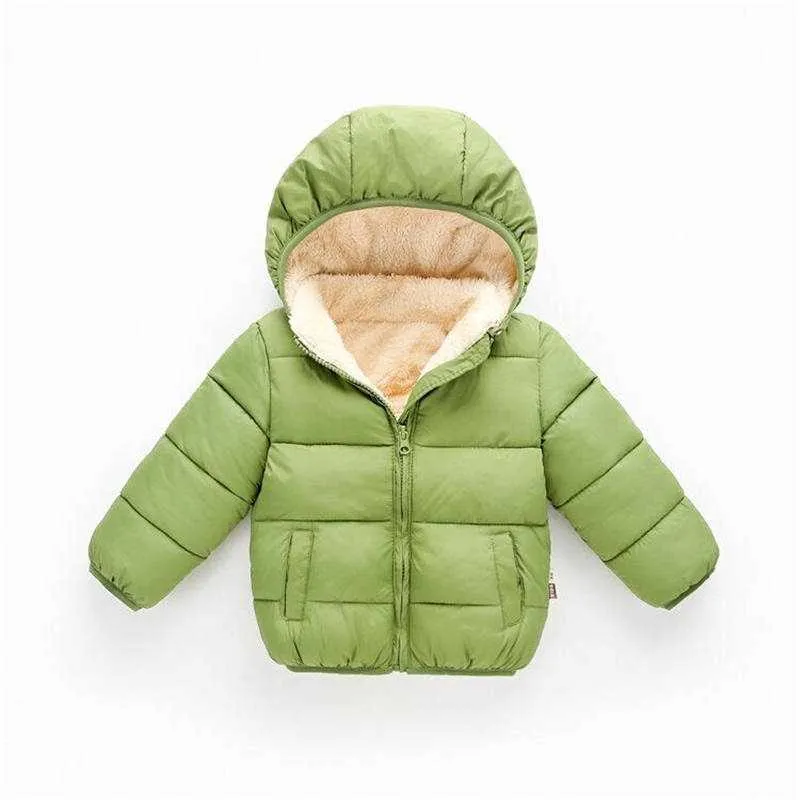 Ankunft Winter Baby Kleinkind Kausal Fluff Solide Langarm Mit Kapuze Baumwolle Mantel Unisex Süße Mäntel Kinder Kleidung 210528