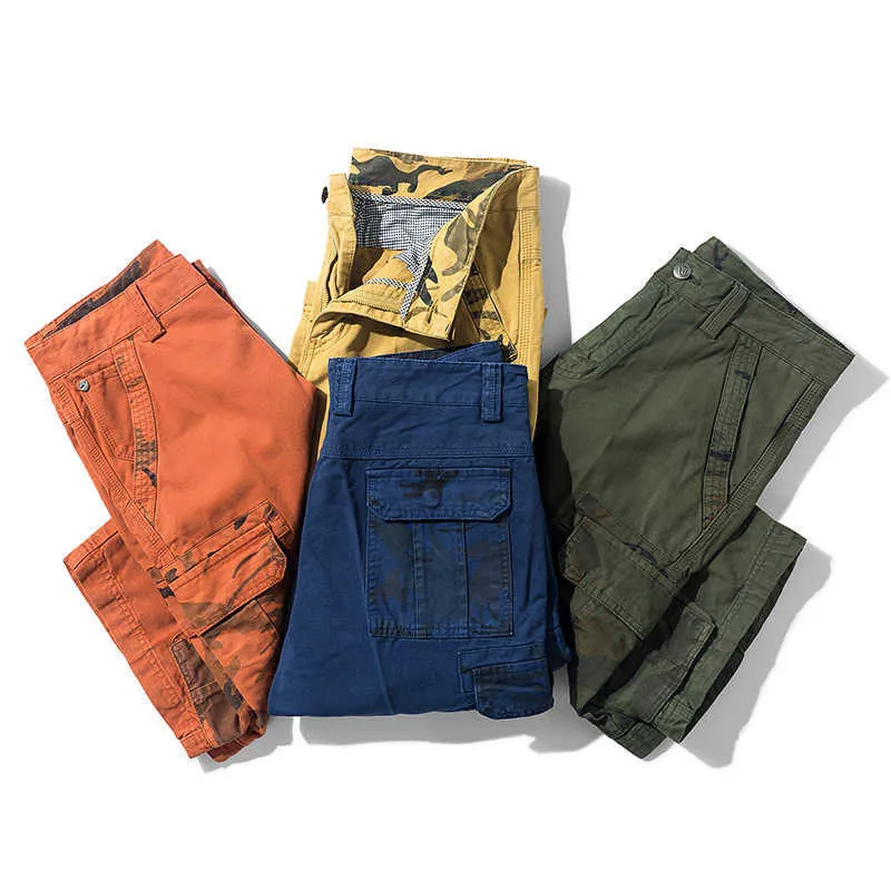 Camuflagem de Verão Multi-bolsos Carga Shorts Homens Khaki Jogger Militar Algodão Casual Loose 210714