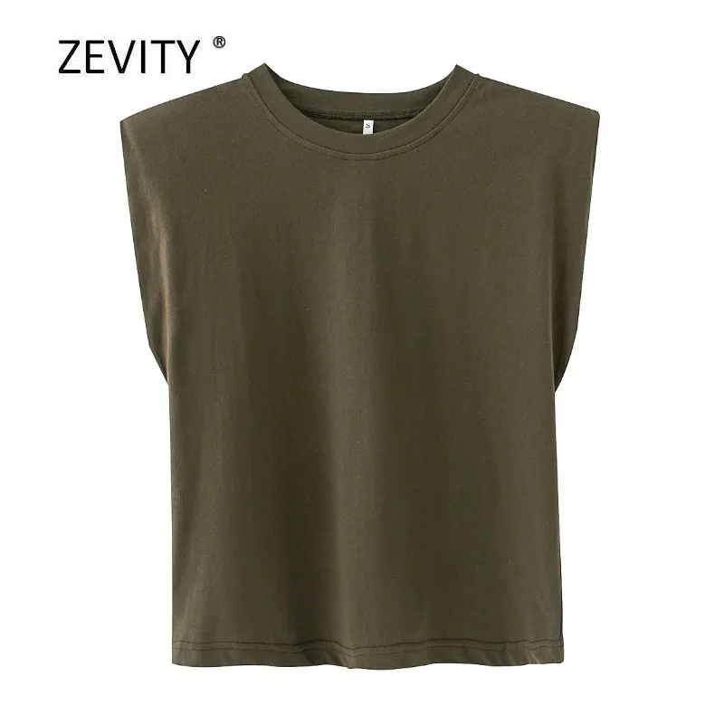Nya kvinnor Fashion Solid Color Shoulder Pad Casual T-Shirts Female Basic O Neck Sleeveless Sticke T Shirt Chic Leisure Tops T678 210311