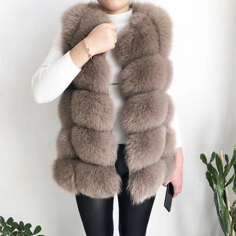 Damska wysoka jakość Real Fur Kamizelka 100% Naturalne Prawdziwe Fur Moda Futro Kurtka Kamizelka Prawdziwej Skóry Płaszcz 210925