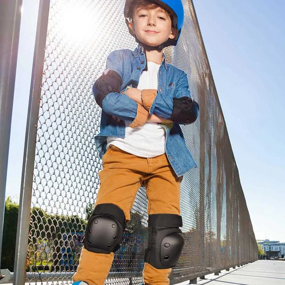 équipement de protection ensemble genouillères genouillère coudière protège-poignet pour adultes enfants planche à roulettes cyclisme patinage vélo accessoires Q0913