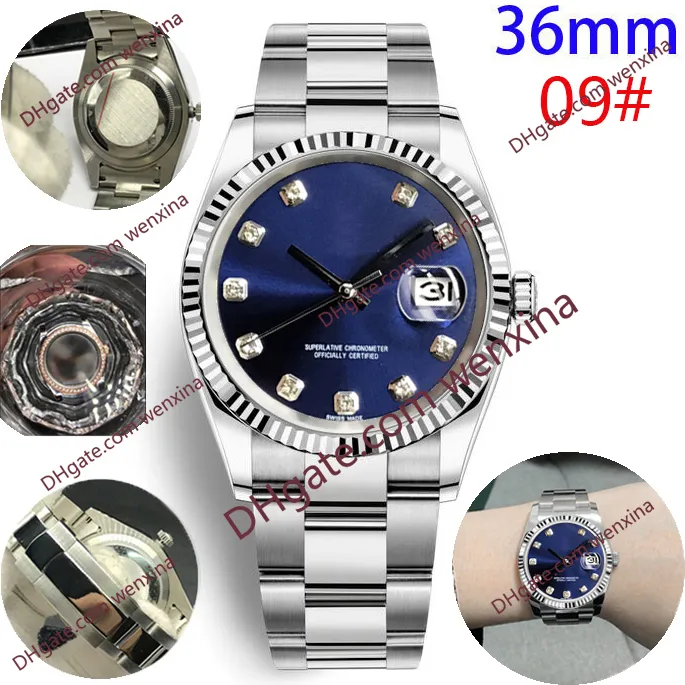 20 couleurs de haute qualité étanche hommes montres automatiques 36mm diamant montre en acier inoxydable femmes montre couples style classique Wris225z