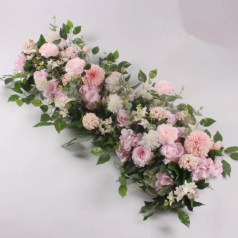 DHL dekorativa blommor 50 cm diy bröllop blommor väggarrangemang levererar silke pioner rose artificiell rad dekor järnbåge bakdropp289f