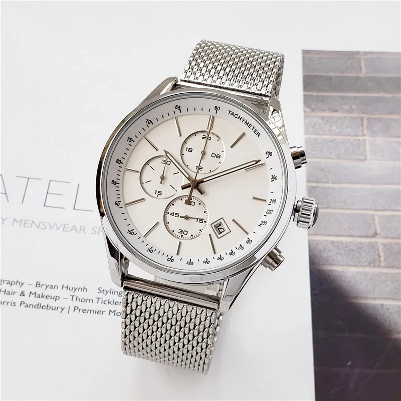 Bonne qualité marque montre hommes multifonction Style acier inoxydable calendrier Date Quartz montres-bracelets petits cadrans peuvent fonctionner BS01