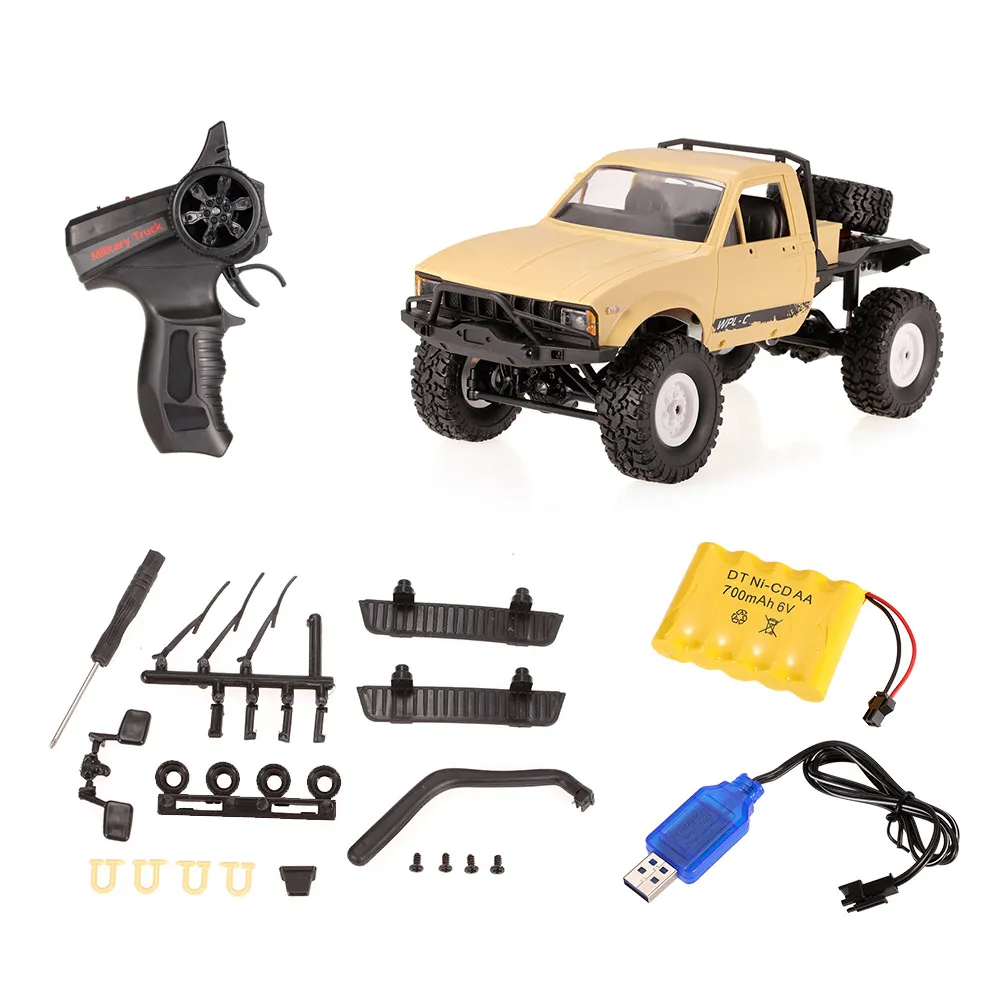 WPL C14 1/16 2.4 جيجا هرتز 4WD RC المجنزرة الطرق الوعرة نصف شاحنة سيارة مع المصباح RTR RC Crawler Car Kids Gifts