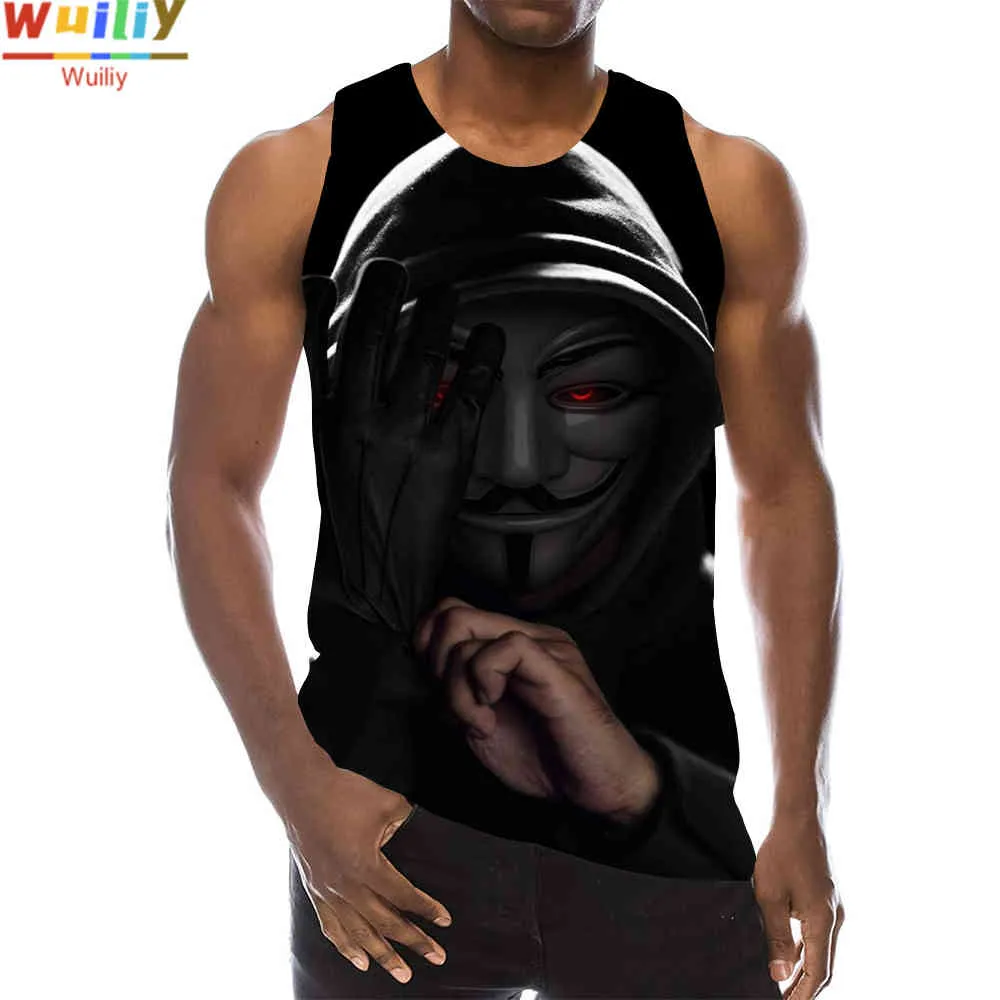 Clown Joker Tank Top für Männer 3D-Druck Gesicht ärmelloses Muster Grafik lustige Weste