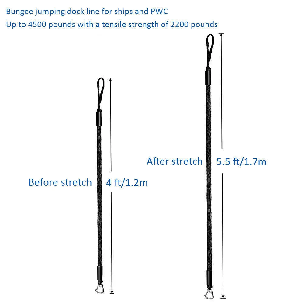 2 ADET Bungee Dock Hattı Tekne Bungee Kordon Şok Emici Demirleme Halatlar Tekne Çapa Çizgi Dock Halat PWC 4-5.5ft Gerilebilir