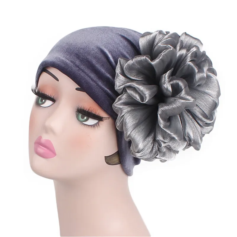 Imixlot Einfache Elegante Frauen Polyester Große Blume Turban Kappe Hochzeit Party Muslimischen Hijab Kopf Wrap Haar Zubehör