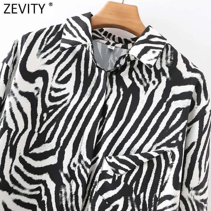 Zevity Women Vintage Leopard Tie Dye Utskrift Casual Smock Blus Kvinna Enkelficka Tröja Chic Blusas Tops LS7612 210603