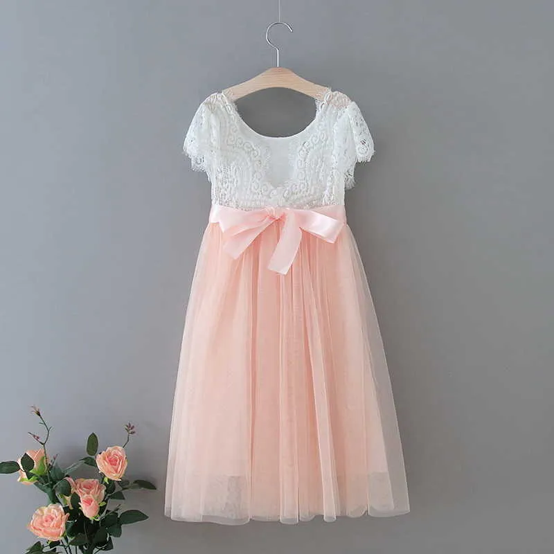 Commercio all'ingrosso estate bambina principessa vestito ciglia pizzo in tulle dritto vestiti da sposa partito E13844 210610