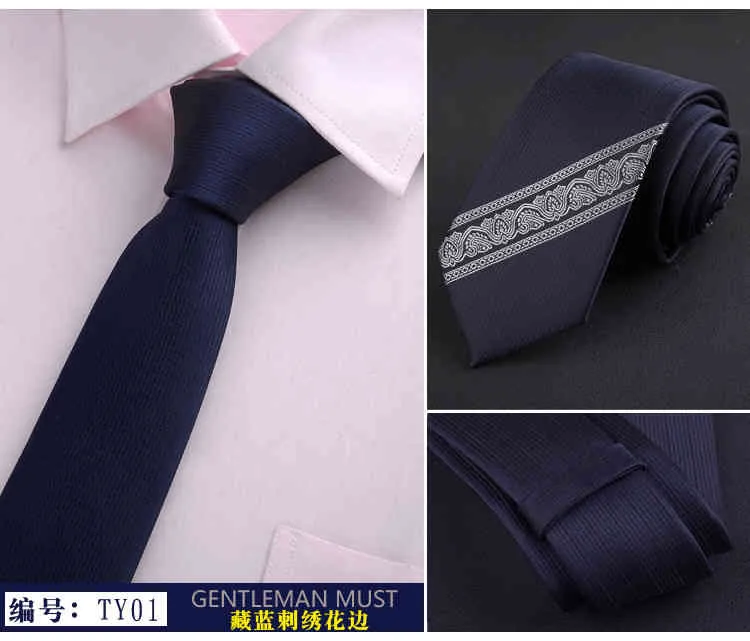 Mode Stickerei Positionierung Herren Freizeit Business Persönlichkeit 6 cm dünne schmale Krawatte
