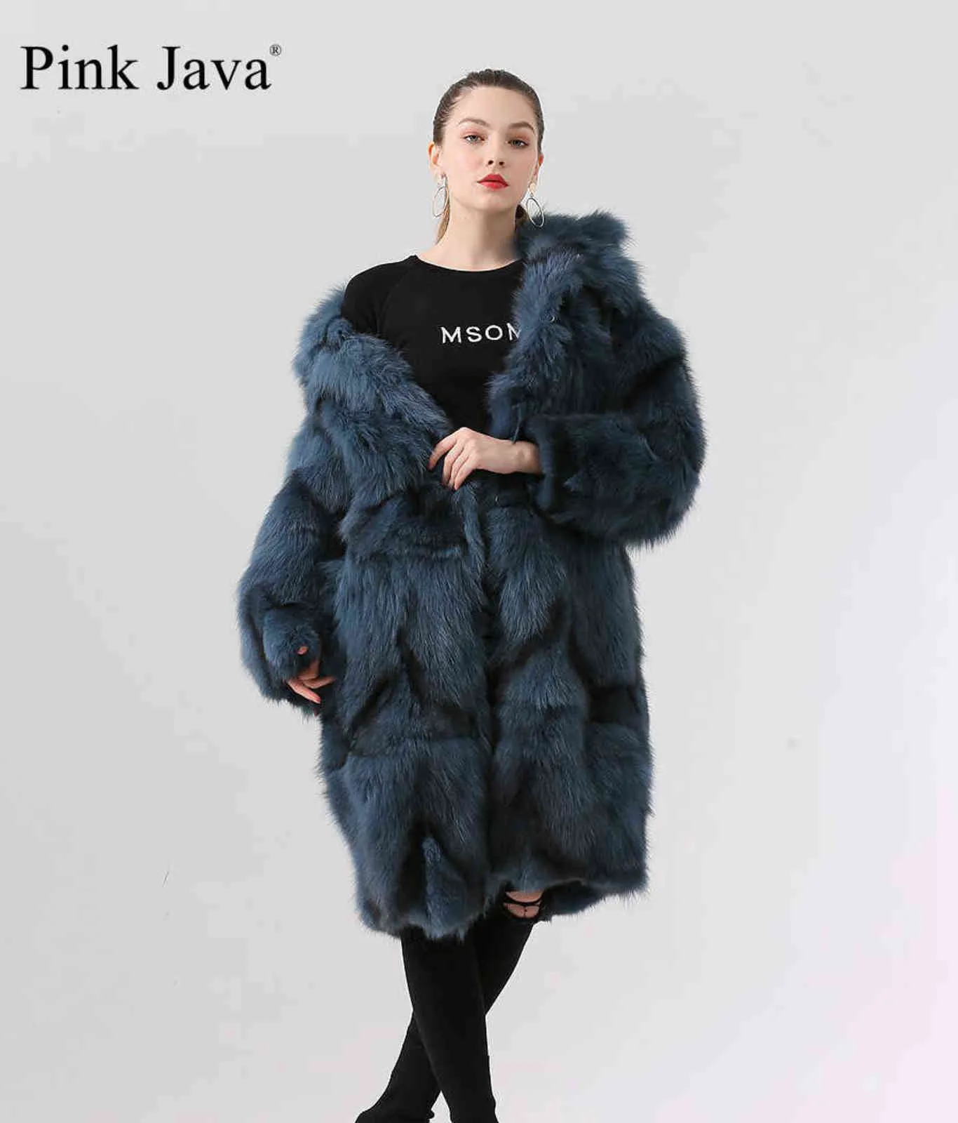 Ppink Java 19036 Real Fur Coat Kobiety Zima Moda Kurtka Długa Dostępna 211110