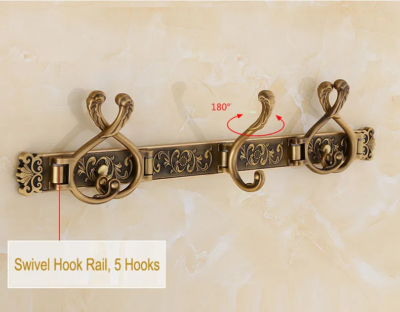 Impeu Montowany na ścianie Rack 5 Tri Hooks Metal Hook Rail do warstwy ręcznik