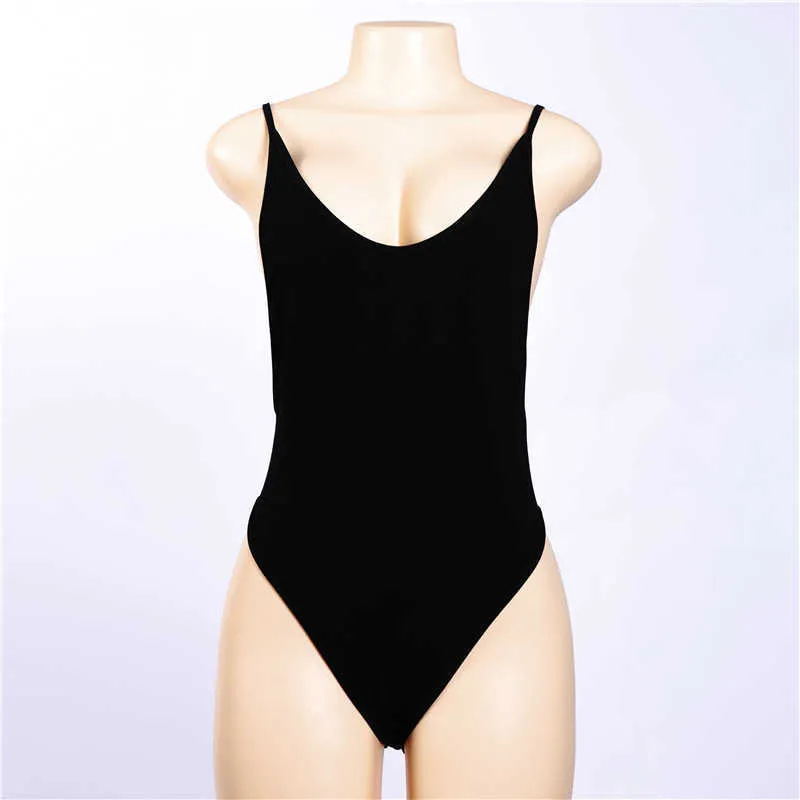 Sommar Sexiga Kvinnors Backless Black Rompers Jumpsuit Cotton Camisole Overaller Body Suit Catsuit Outfit Wome 210622