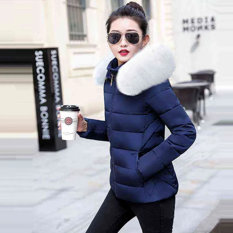 ファッションブラックホワイト女性の冬のジャケットプラスサイズ6xlコート女性パーカスデタッチ可能な大きな毛皮フード付きウォームショートアウトウェア211223