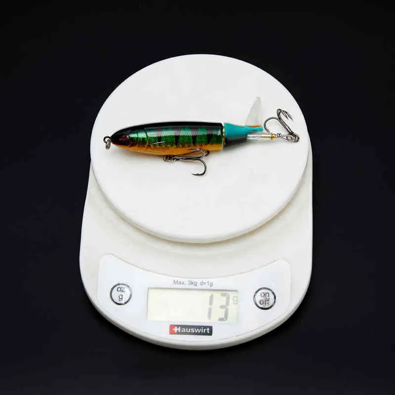 Whopper Plopper Leurre De Pêche Ensemble 10CM 13G Topwater Popper Bait Tournant Queue Artificielle Wobblers Leurres Tackle Pesca 211224