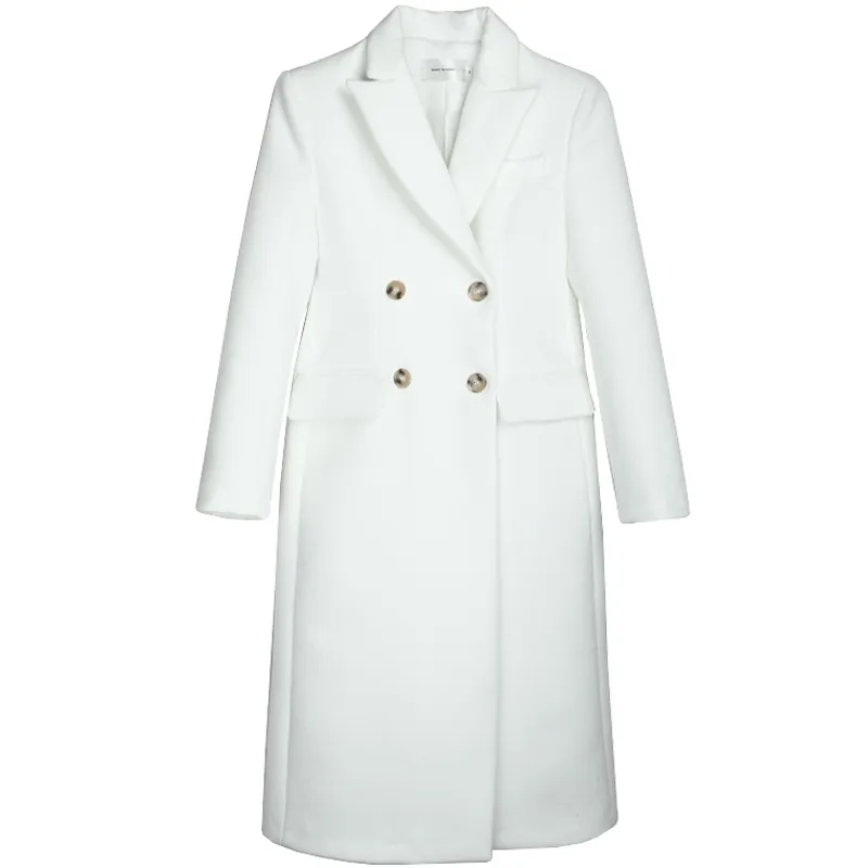 Hiver laine manteau femmes élégant blanc épaississement chaud cachemire laine mélanges vêtements d'extérieur mode long pardessus Style