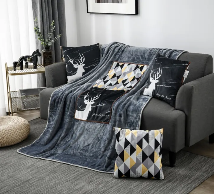 Teckningsrum Modig Flanell Tryckkudde Blanket Fritidskuddar Quilt Dubbla syfte