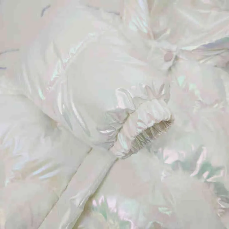 Chaqueta de algodón para niños Abrigo de plumón lindo colorido unicornio sombrero luz niña al aire libre ropa cálida bebé invierno 211203