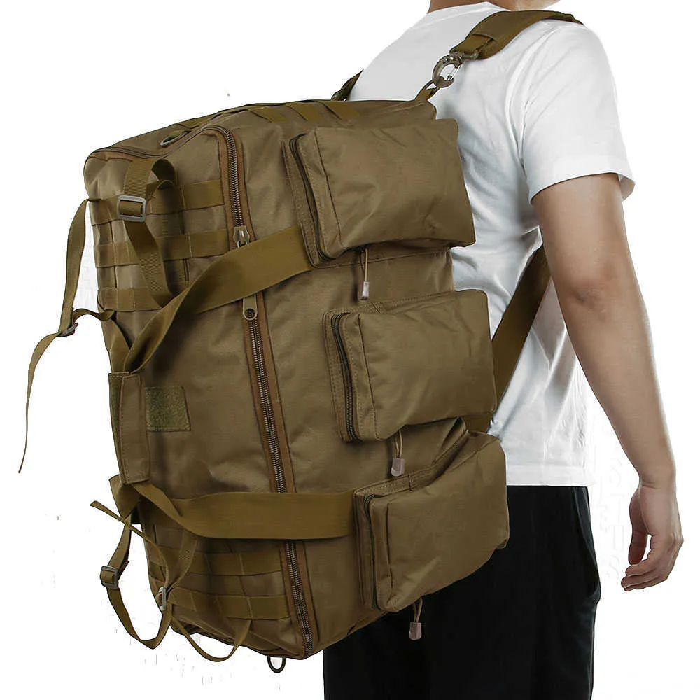 50L Военная сумка для кемпинга Тактический рюкзак Большие емкости Сумки мужские Пешие прогулки Туризм Альсионная армия Багажник Сумка XA132A Q0721