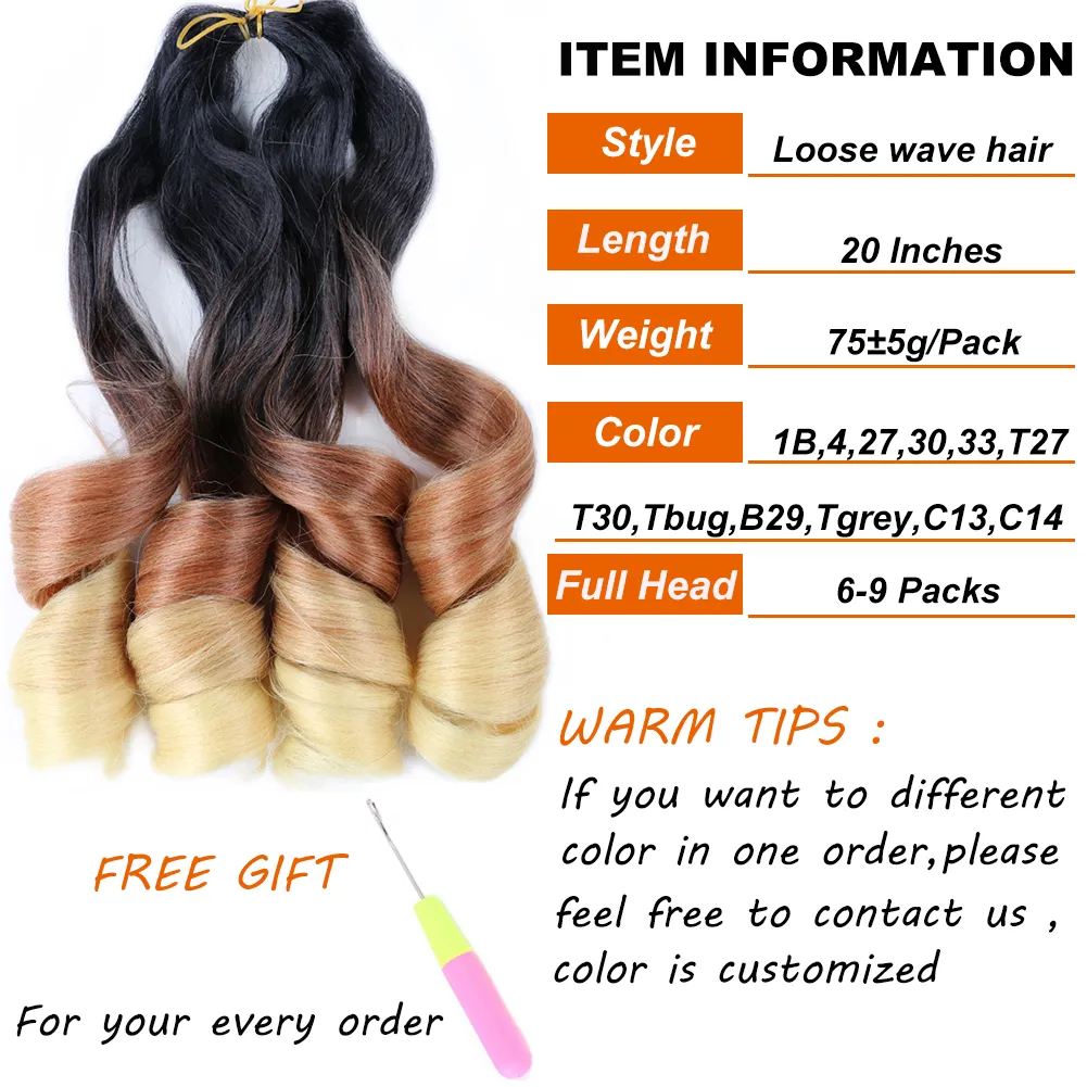 20 Inch Loose Wave Crochet Hair Extension For Braids Synthetic Curly Hair Pre Stretched Braiding Hair For Black Women9500382