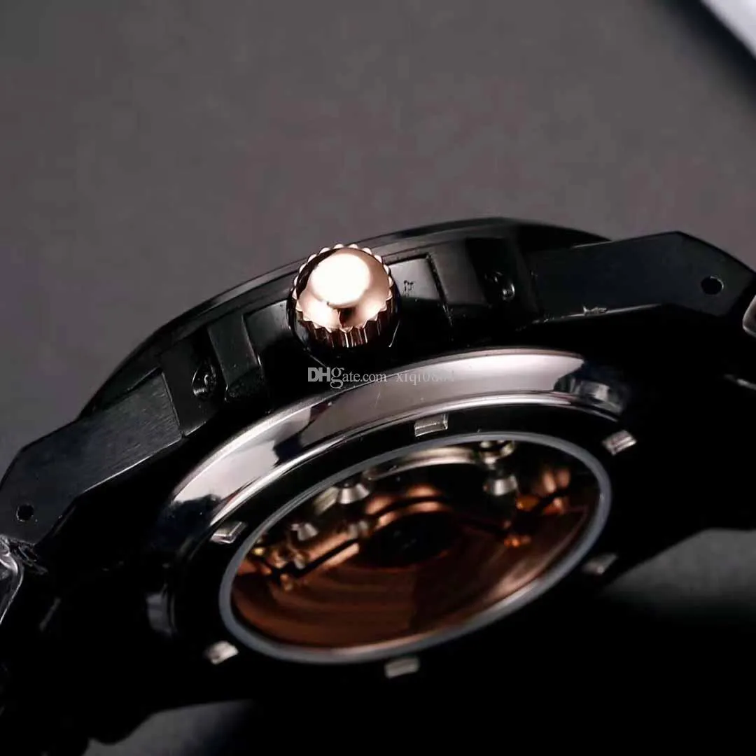 Męski zegarek Sport Style Bow Blustle stal nierdzewna obudowa szafirowa Sapphire Glass 2813 Automatyczny ruch czarny pasek303e