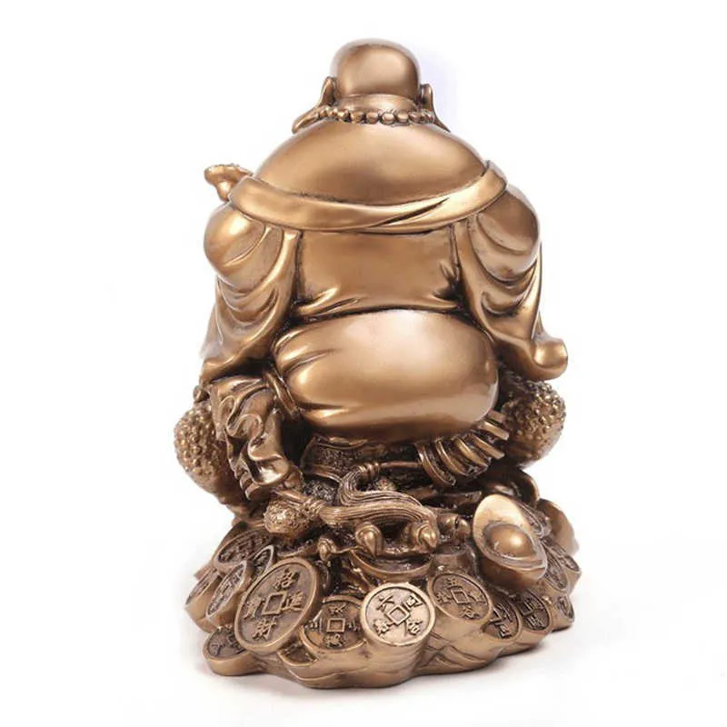 LUCKY Feng Shui Ornament Maitreya Figurine Money Fortune Wealth Chinese Golden Frog Home Office Tabletop Decoration 210728