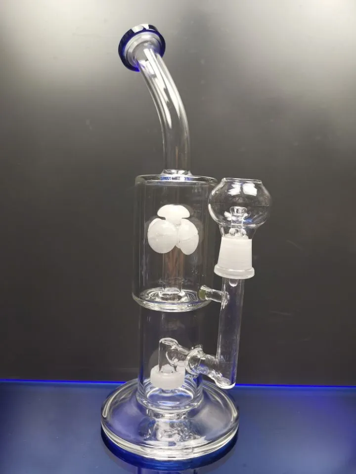 Pipes à eau en verre bong taille du joint 14.4mm plates-formes pétrolières de recycleur de perclateur avec dôme de clou en verre