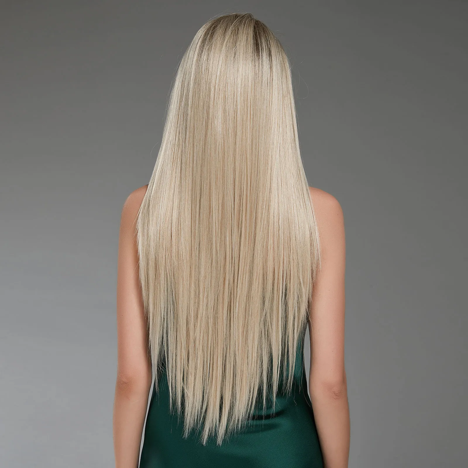 Blond clair avant de lacet perruques longues perruques droites pour les femmes racines brunes cheveux doux naturels 13 * 4 dentelle perruque résistant à la chaleur usine directe