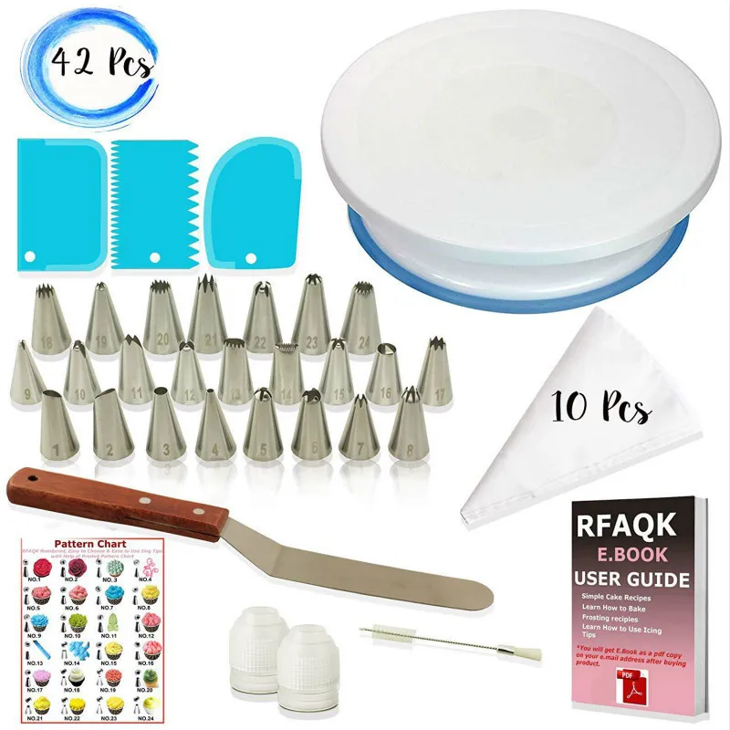 Kit d'outils de décoration de gâteau Platine de cuisson Buses pour sac à pâtisserie à la crème Glaçage Conseils de tuyauterie Mariage Cuisson Cupcake Y200612