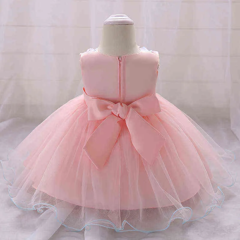 2021 Yenidoğan Bebek Kız 1st Doğum Günü Elbise Için Bebek Kız Giysileri Elbise Dantel Prenses Elbiseler Çiçek Parti Çocuk 3 12 Ay G1129