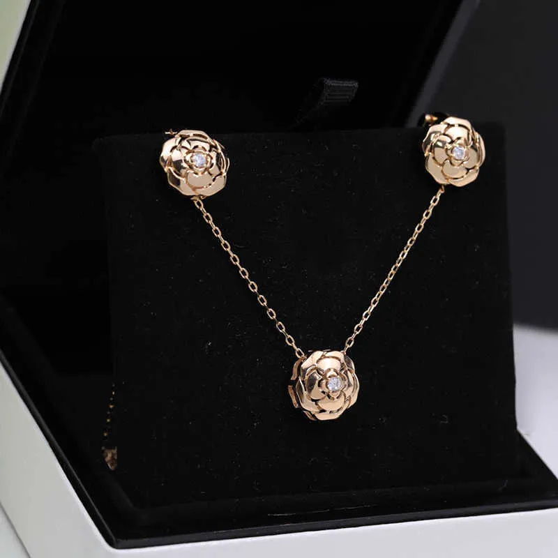 Fine Brand Pure 925 srebrna biżuteria dla kobiet Rose Camellia Flower Naszyjnik Nowy luksusowa najwyższa jakość 2022 NEW1864