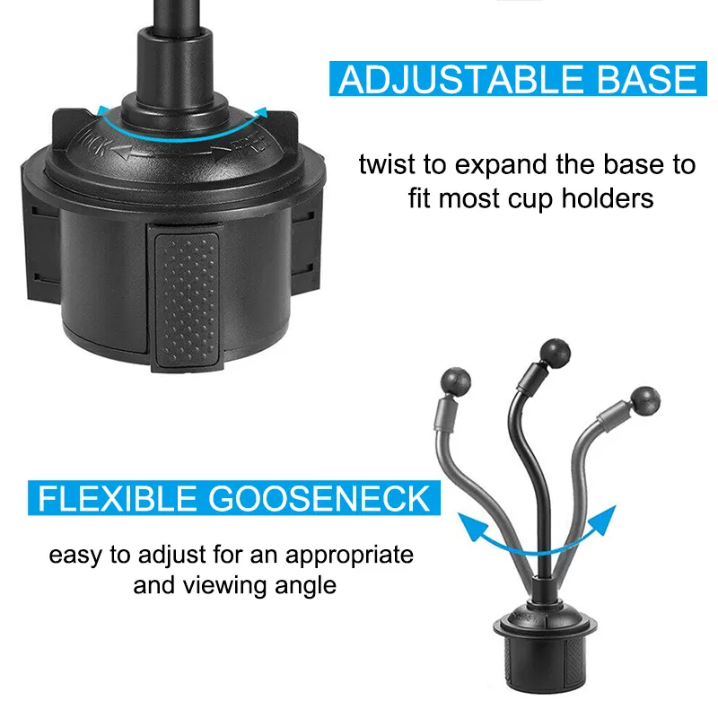 Universal Adjustable Gooseneck Cradle Car Mount Long Arm Phone Cup Holder Cell phone GPS