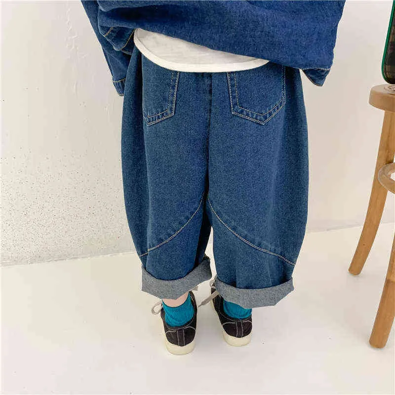 Printemps automne garçons et filles baggy jeans unisexe enfants coton doux lâche denim pantalon 211102